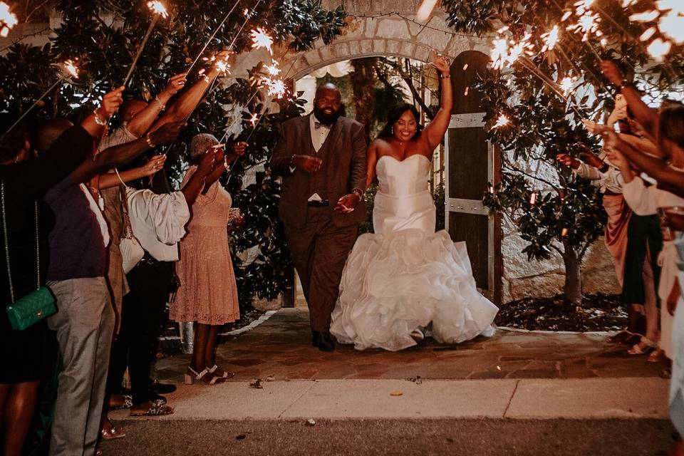 Newlyweds exiting ceremony