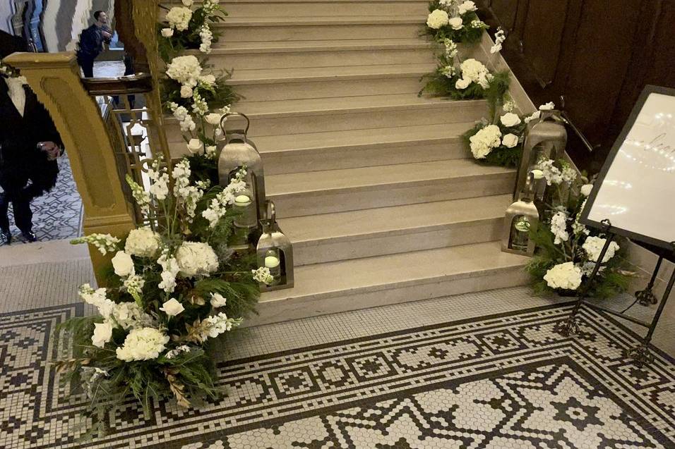 Staircase with florals