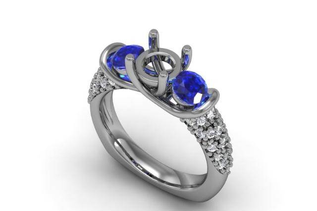 Silver ring with blue stones