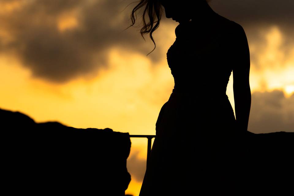 Bride at the sunset