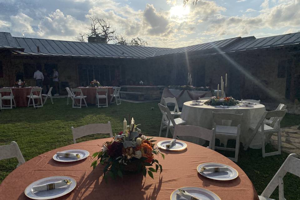 Table decor at sunset
