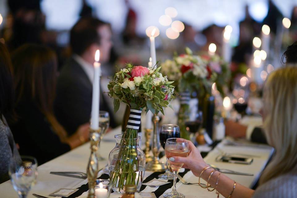 Table setup with centerpiece