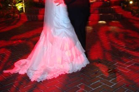 1st Dance @ Dr. Phillips House w/Up Lighting in Gazebo & Projection of Roses over whole Courtyard.