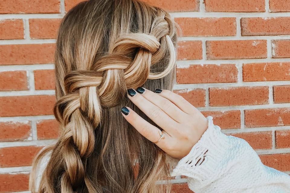 Big braid half up hairstyle