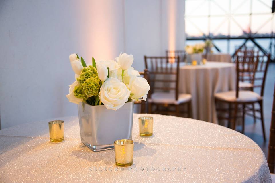 Table setup with centerpiece