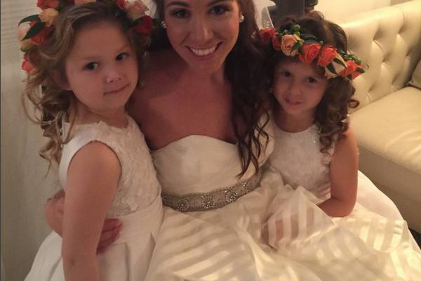 Bride and her flower girls