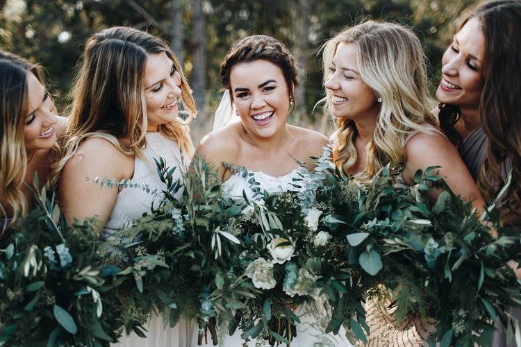 The women holding the bouquet