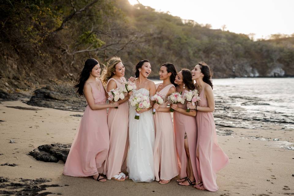 Bride and her bridesmaids