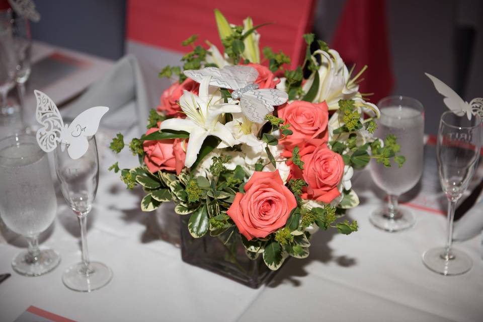 Table set up with centerpiece