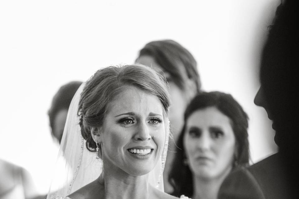 Bride crying during vows