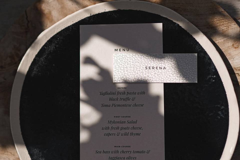 Dinner Menu Wedding Mykonos