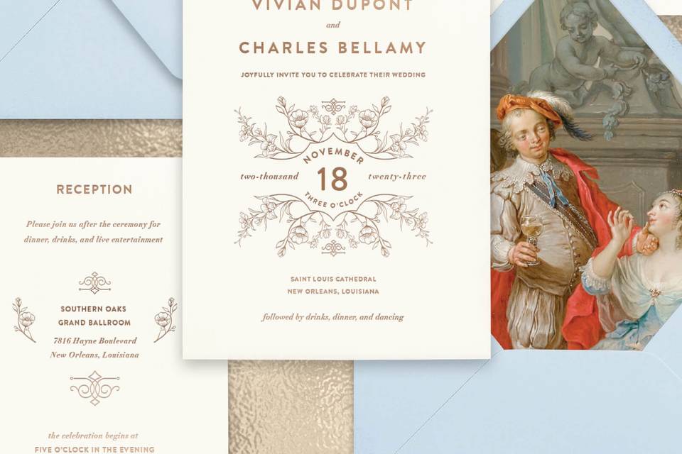 Sky blue & ivory invitation