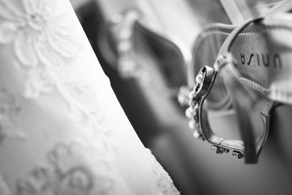 Details of the shoes and dress