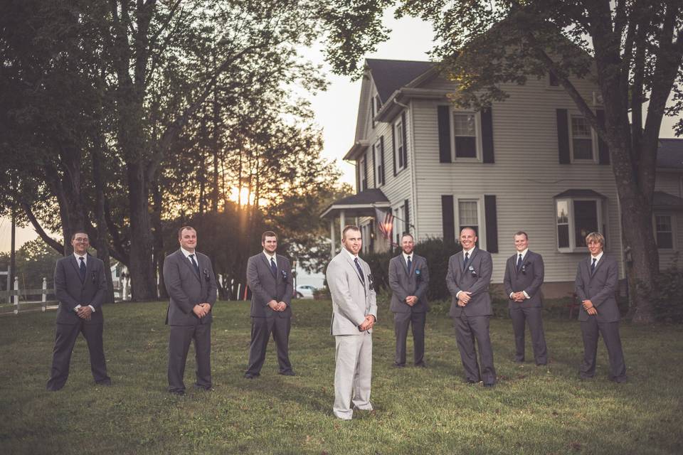 Dramatic portrait before a house