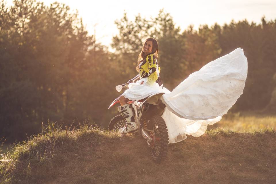 The dress is blowing in the breeze