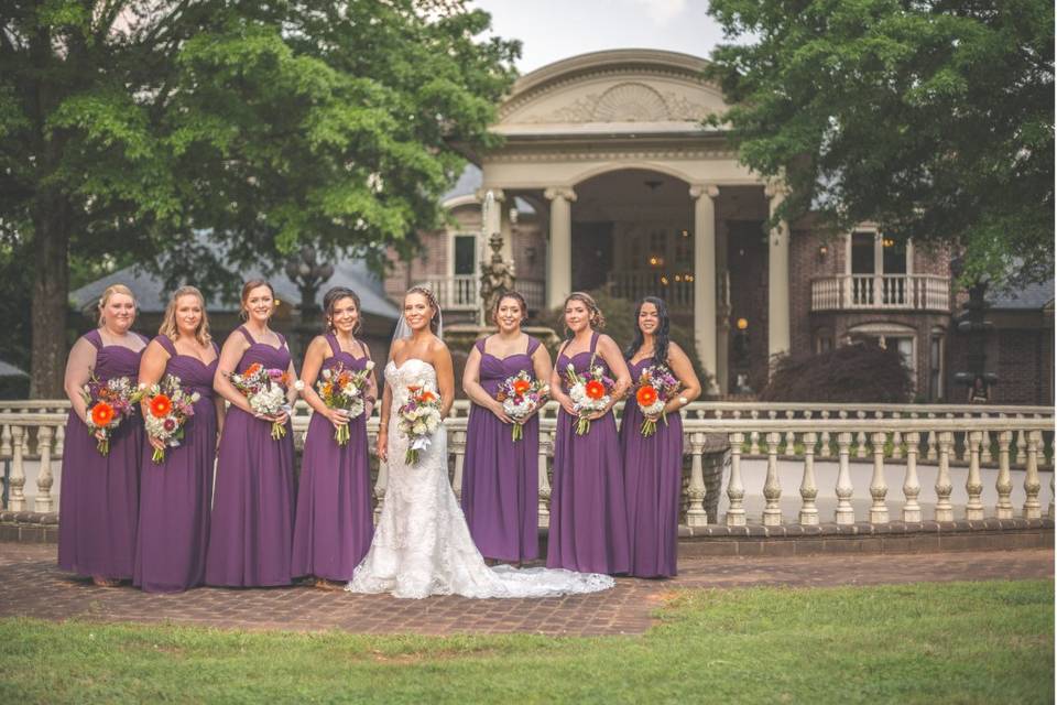 Wedding party in purple