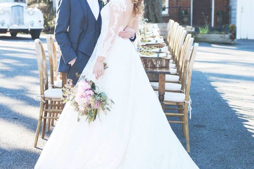 Newlyweds by the table