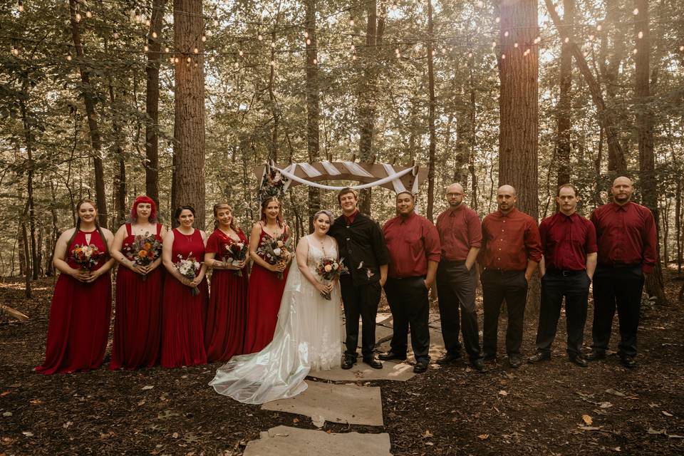 Bridal Party in Forest