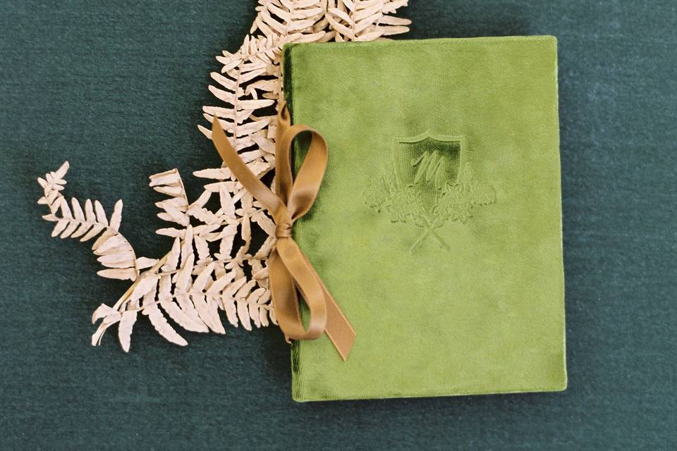 Custom Antique Velvet Vow Book