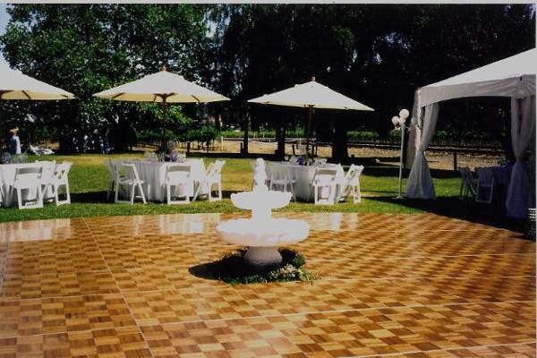 Dance floor and fountain