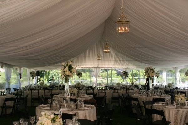 Tent with Liner and chandeliers