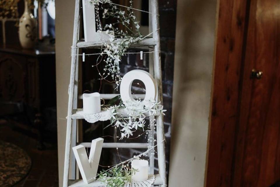 Floral decor with LOVE sign