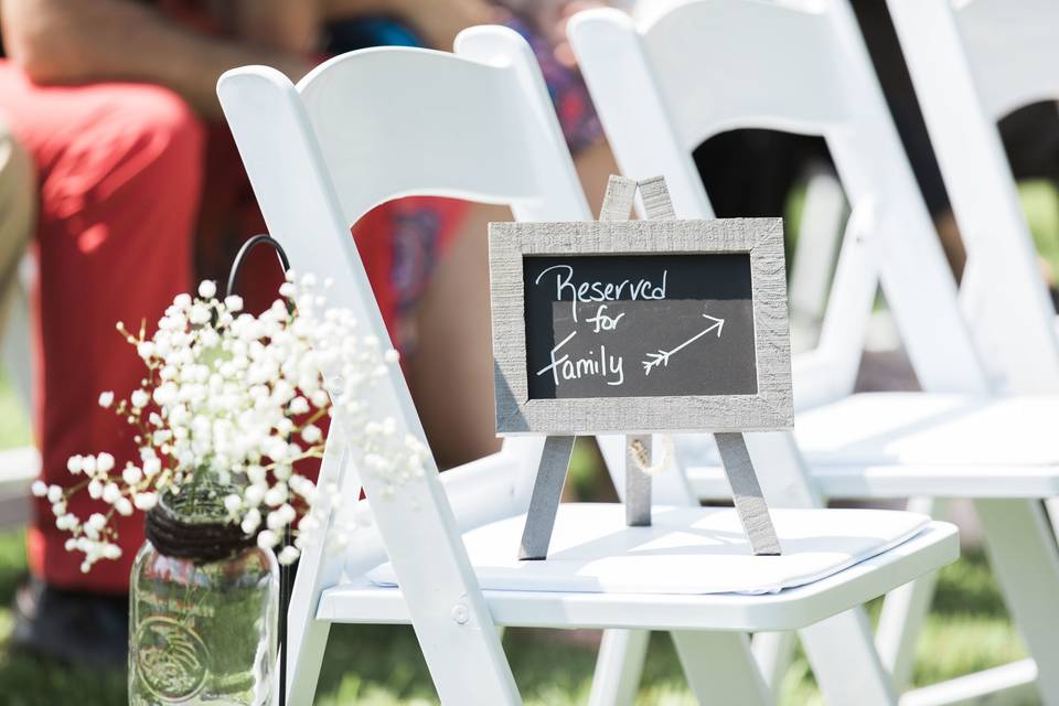 Aisle decor and sign