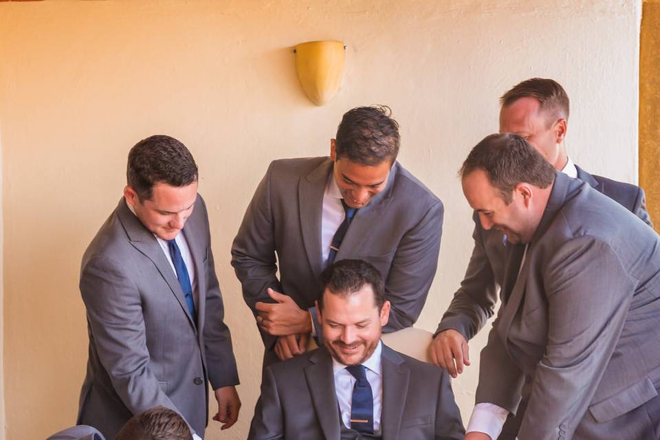 Groom getting ready