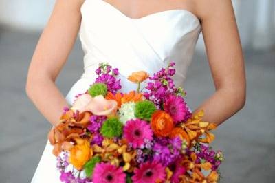 The bride holding her bouquet