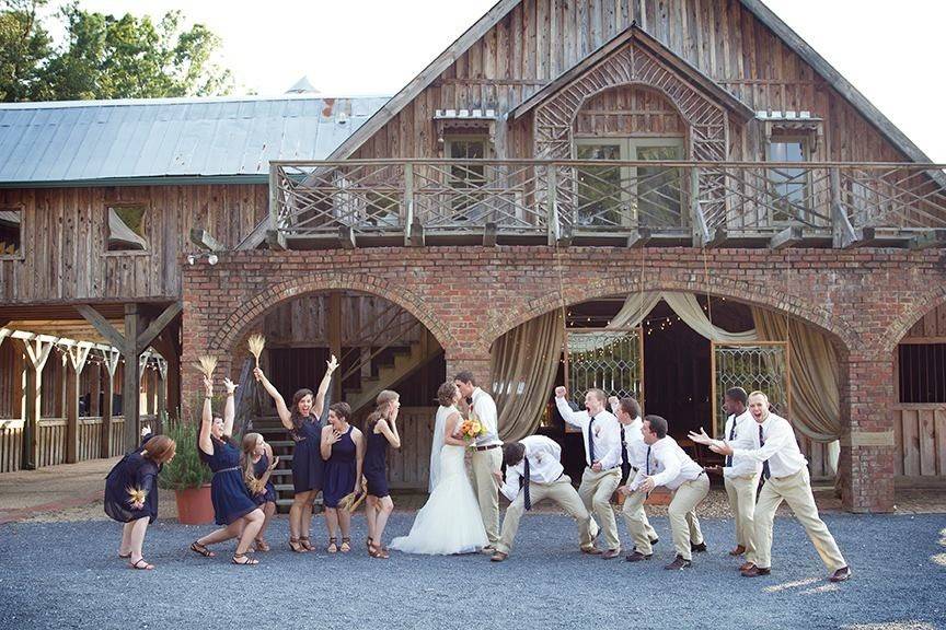 newlyweds and their guests