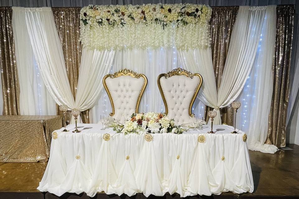 Champagne and Ivory Head Table