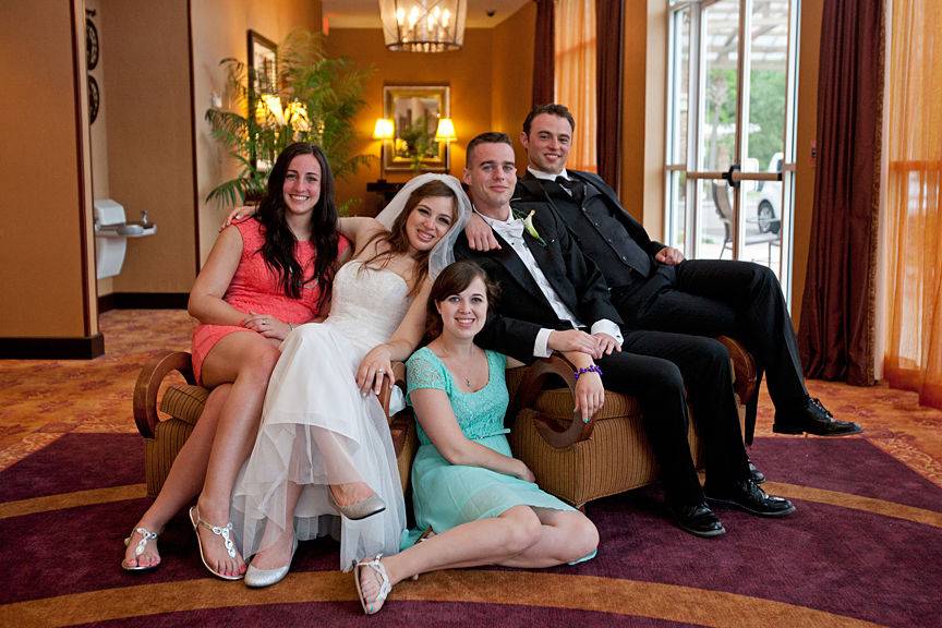 Sometimes the bridal party just needs to take a breather before they get announced into the reception.