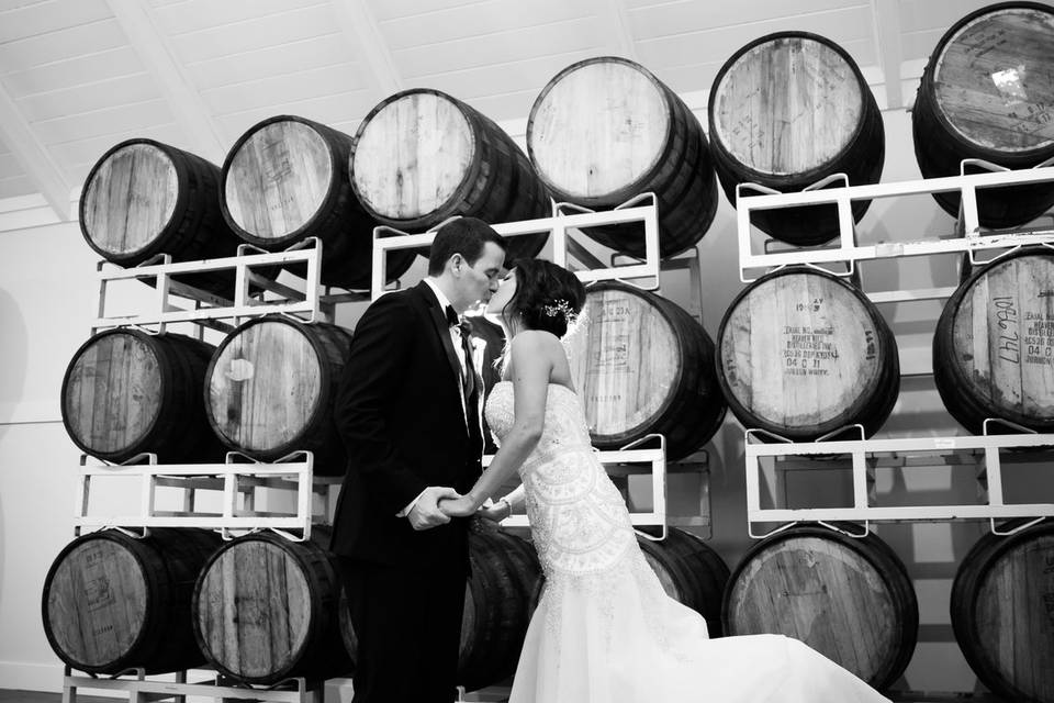 Rustic-barrel backdrop