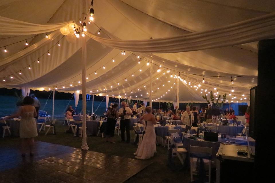 Romantic lighting for a gazebo wedding