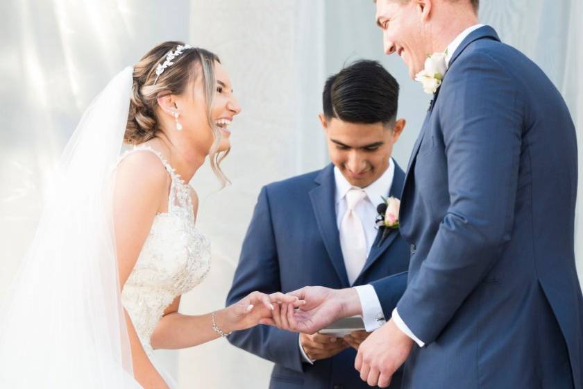 Bride and groom at the alter