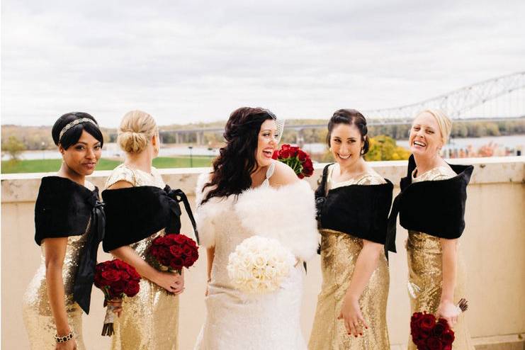 Bride and bridesmaids