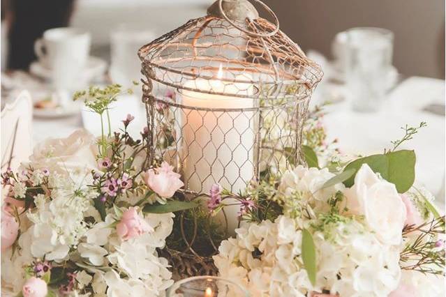 Table setup with centerpiece