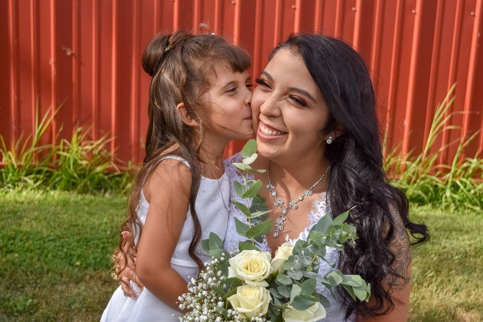 Flower girl kiss