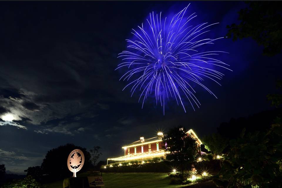 Firework display at the barn