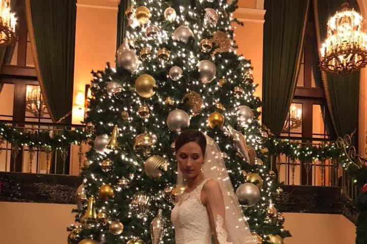 Christmas bride with train