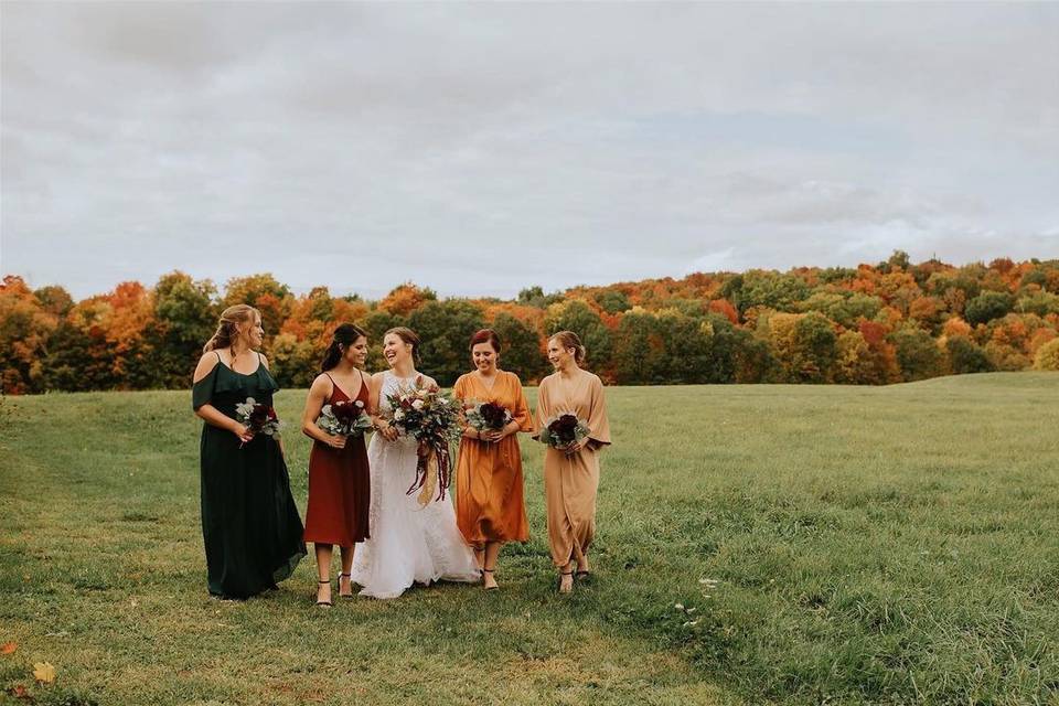 Bride and bridesmaids