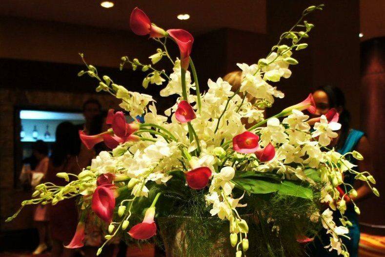 Flowers on the long table