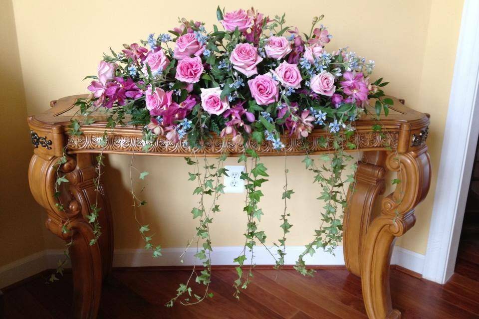 Flowers on the long table