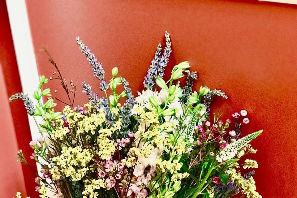 Wild flower themed bridesmaid bouquets.