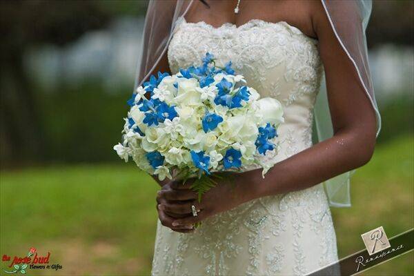 Blue and white bouquet