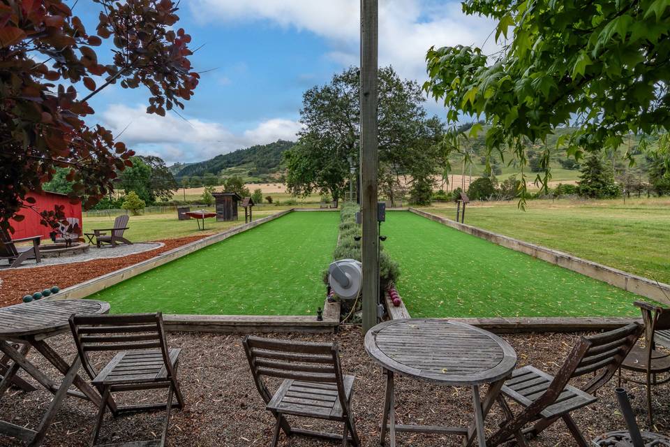 2 groomed bocce courts