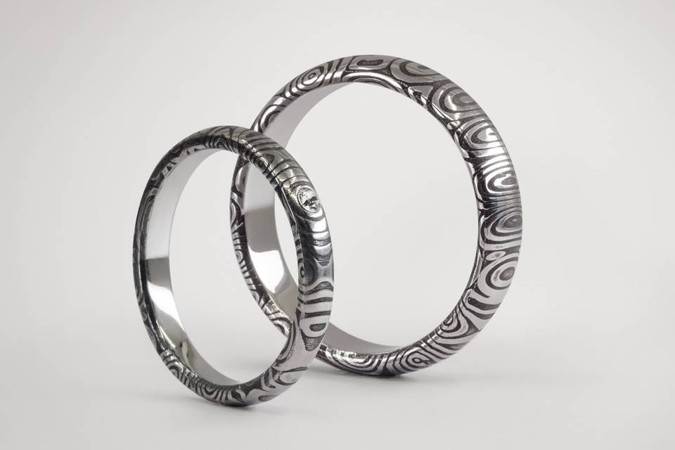 Damascus Steel Wedding Bands