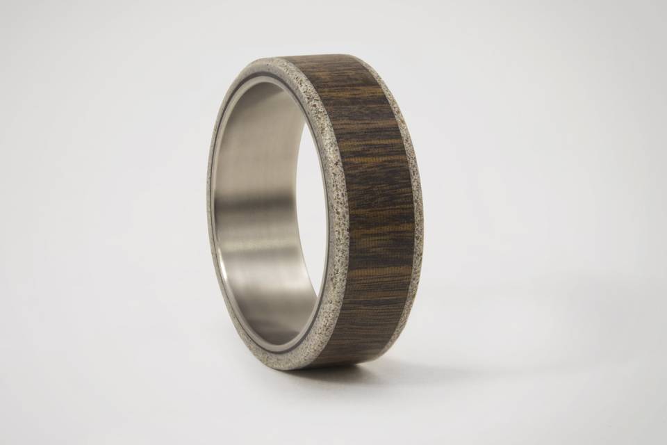 Wood, Concrete & Titanium Ring