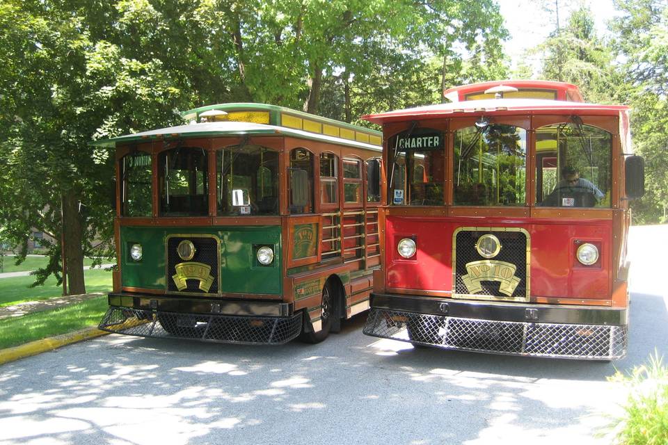 Green and red trolley