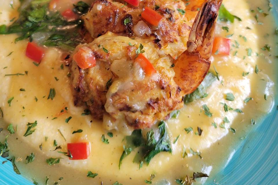 Crab Stuffed Shrimp & Grits